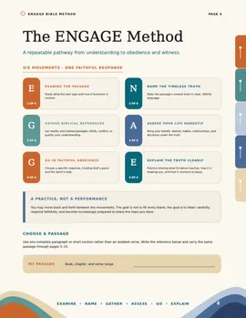 The ENGAGE Method spread, page 4 of the workbook