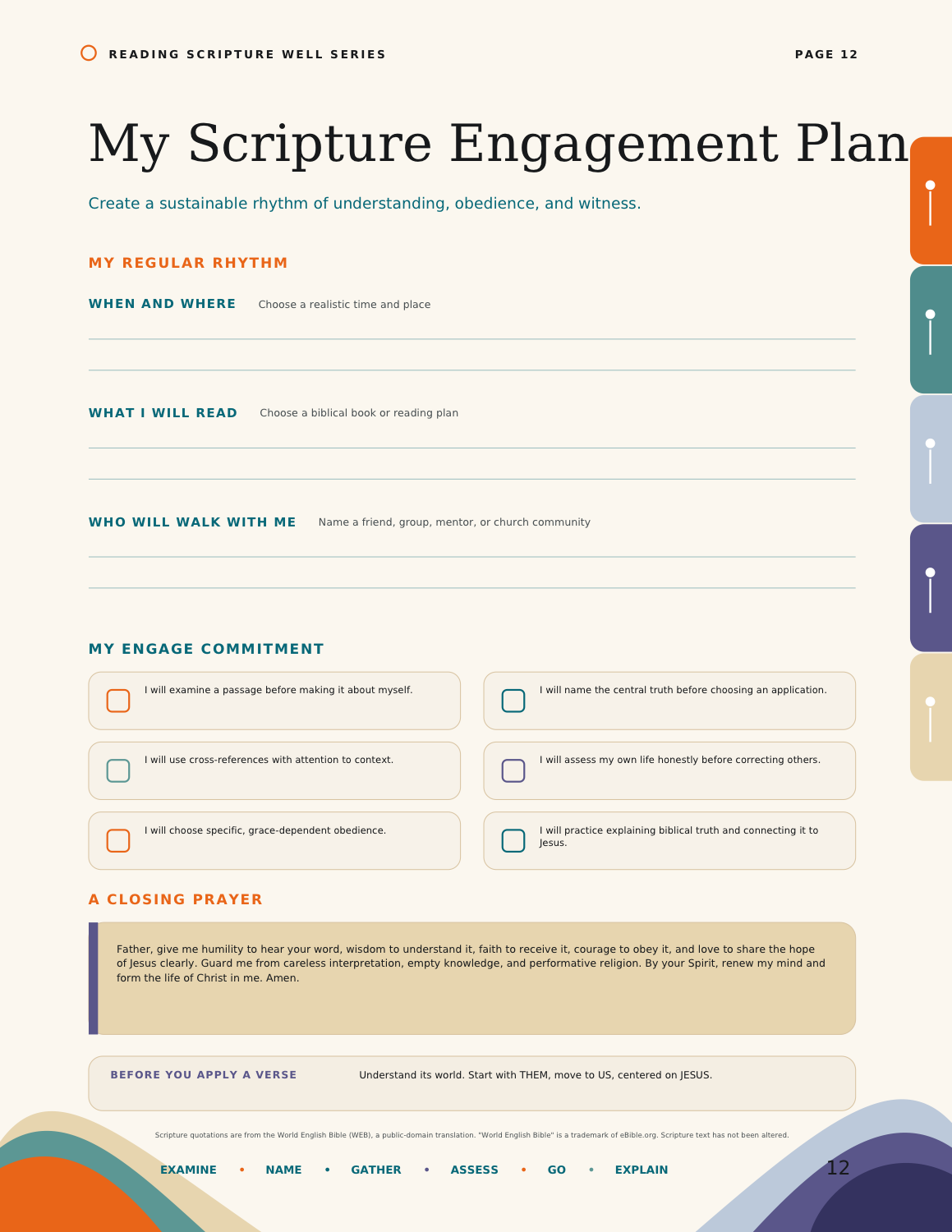 My Scripture Engagement Plan page